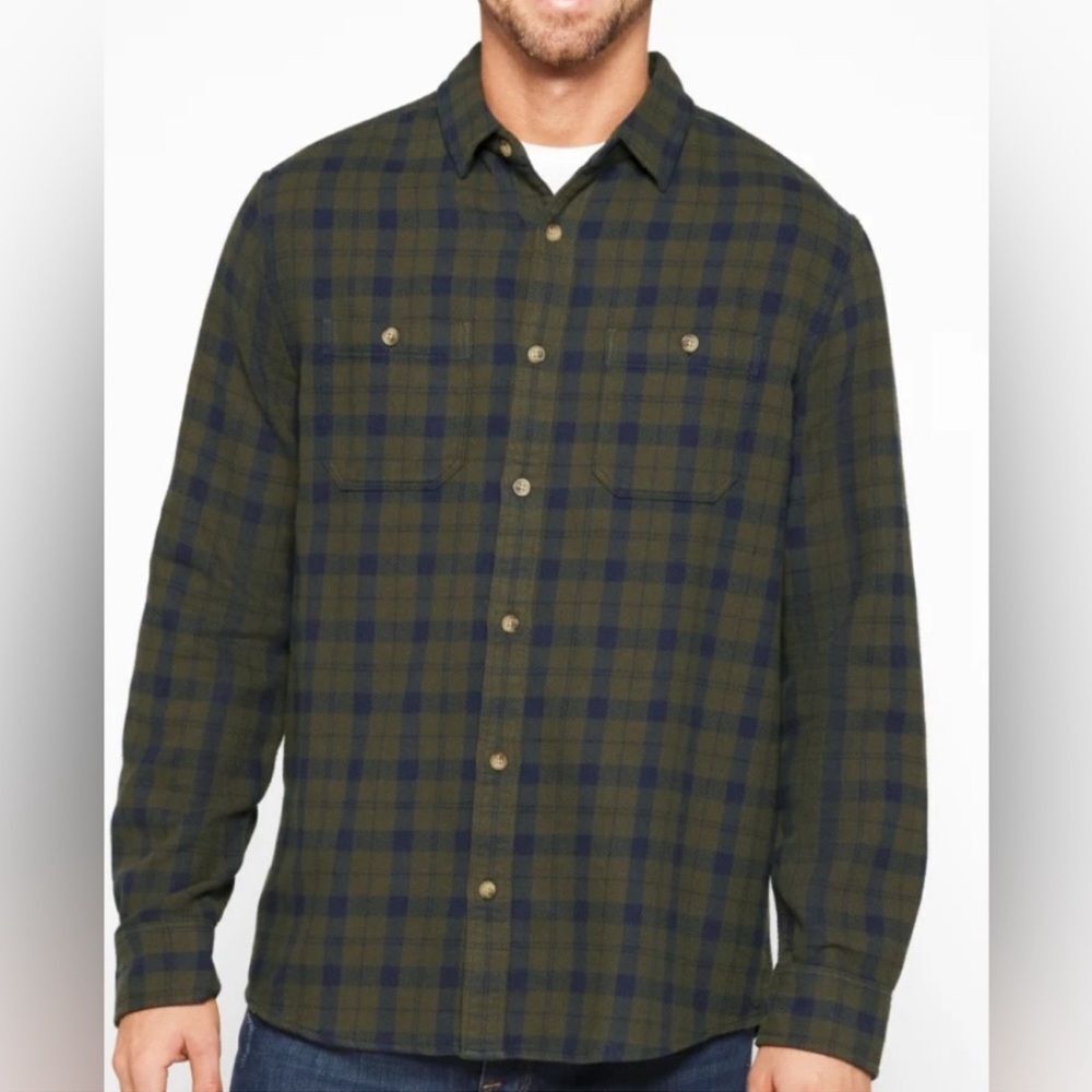 ALESBURY Fireside Brushed Flannel Green Medium SH Stitch Fix‎ Nwt